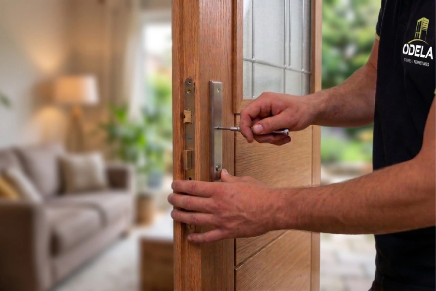 pose de porte d'entrée