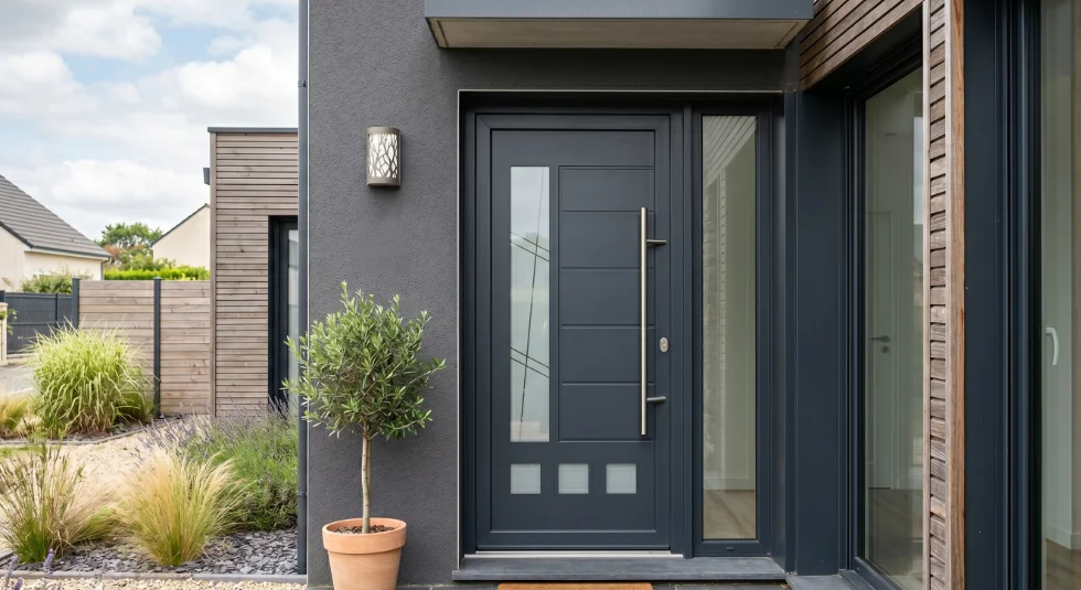 porte d'entrée en pvc noir
